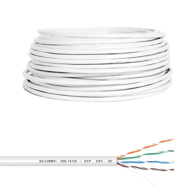 VulTech SC13002-100 Bobina Matassa Lan Categoria 5e UTP 100 Metri 24AWG Ethernet cavo rete impianti alta velocità 1Gbps 100m Cat5e, 100 Ohm, 100Mhz 10/100/1000 Mbps in CCA