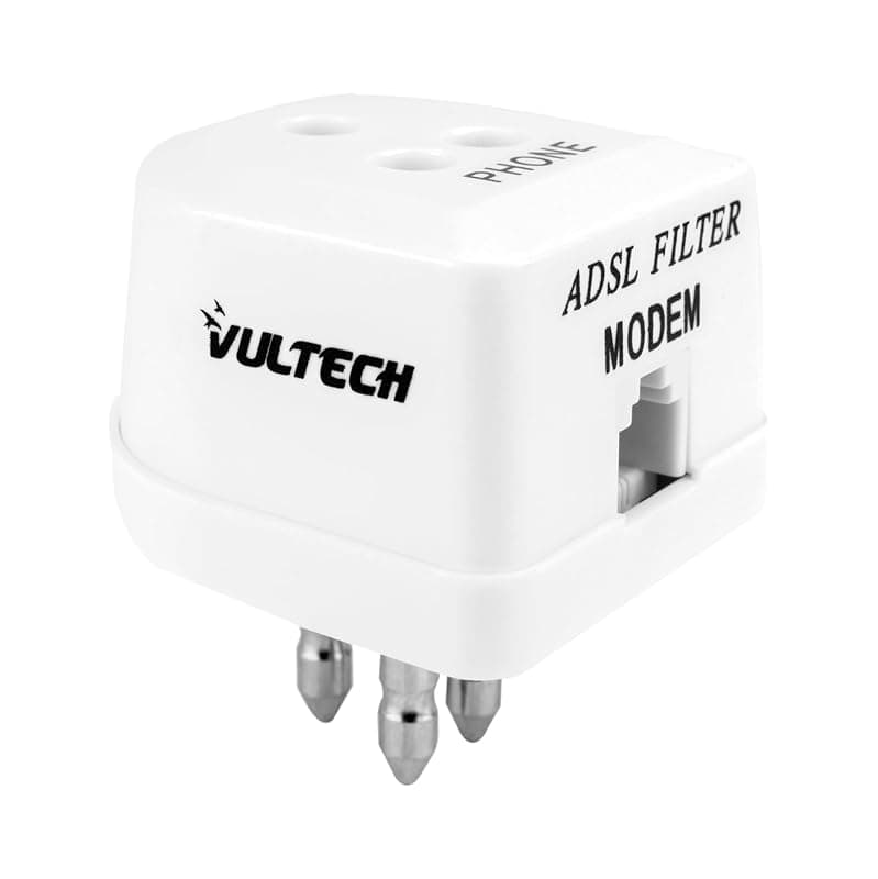 VulTech SN20312 Filtro ADSL Tripolare RJ11 | Adattatore per Modem ADSL/VDSL, Router e Telefono Fisso | Elimina Rumori e Interferenze sulla Linea Vocale