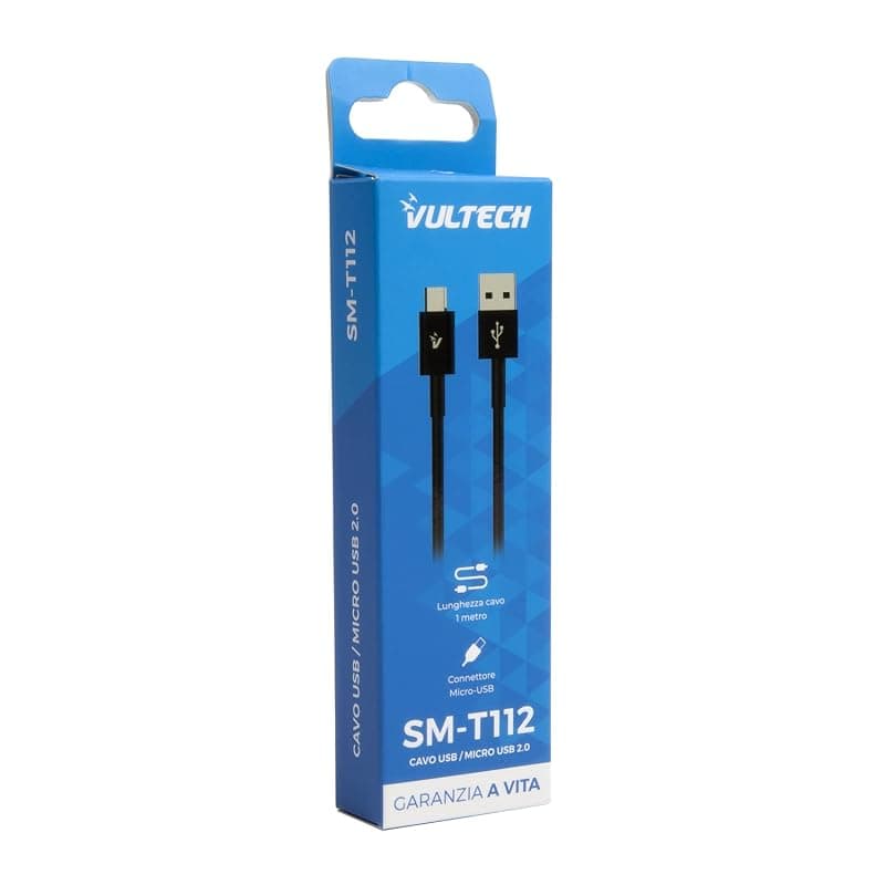VulTech SM-T112BK Cavo USB a Micro-Usb 2A, cavo USB 2.0 Ricarica Rapida in Plastica TPE 1m Compatibile con Samsung S5/S6/S7, Huawei,HTC,LG,HTC,Kindle,PS4. Alta qualità e