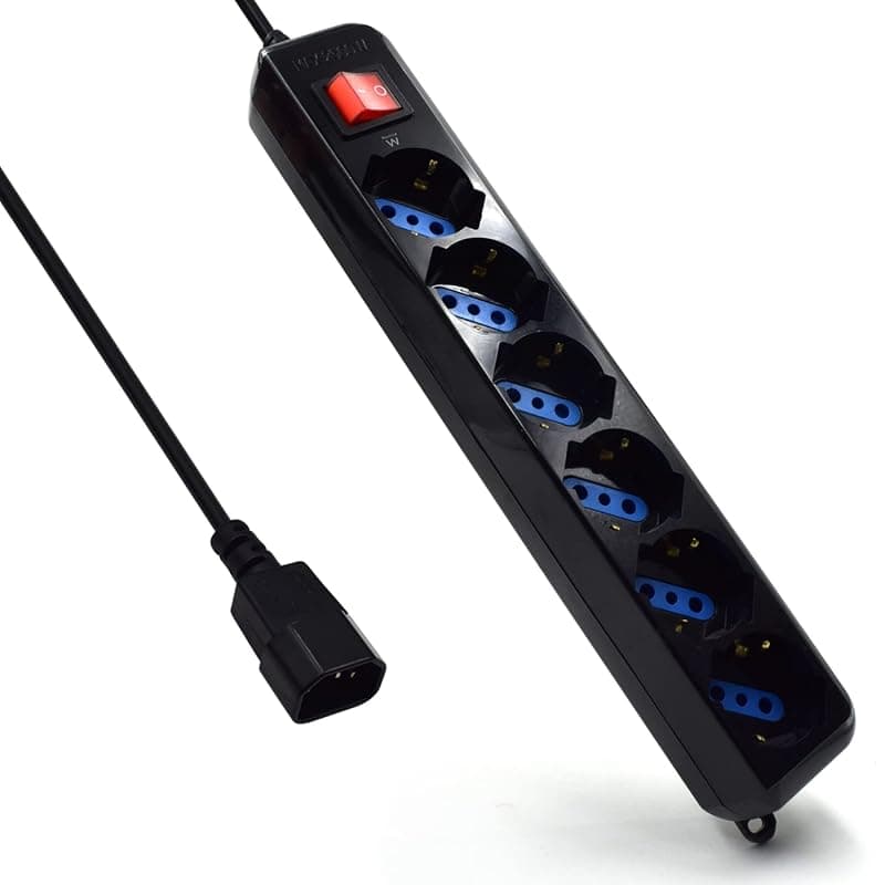 Ewent Multipresa 6 Posti con Interruttore 10/16A Attacco UPS IEC EW3925