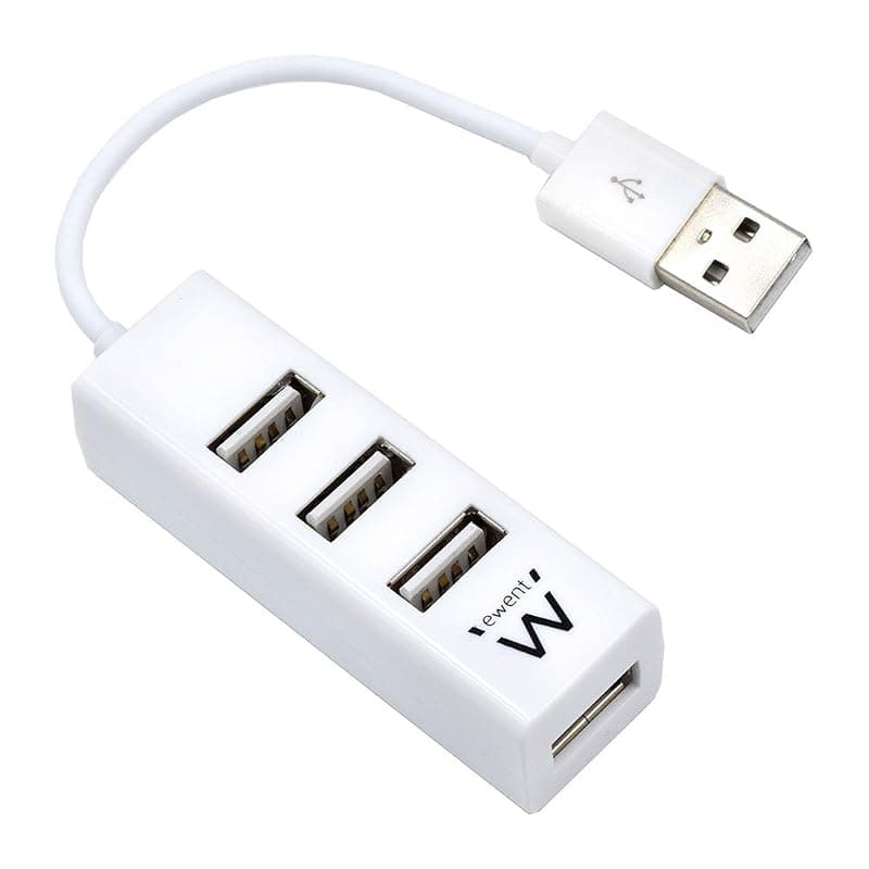 Ewent EW1122 Hub USB 2.0, 4 Porte USB 2 480 MBps, Cavo 12 cm, Bianco