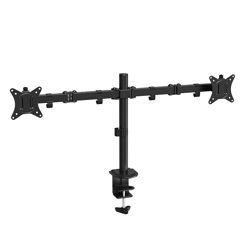 Ewent EW1512 Braccio Doppio Monitor, Supporto Doppio per PC a Schermo Piatto,Staffa Di Supporto Tv/Monitor 13-27 Pollici,Altezza e Inclinazione Regolabili e Rotazione,con