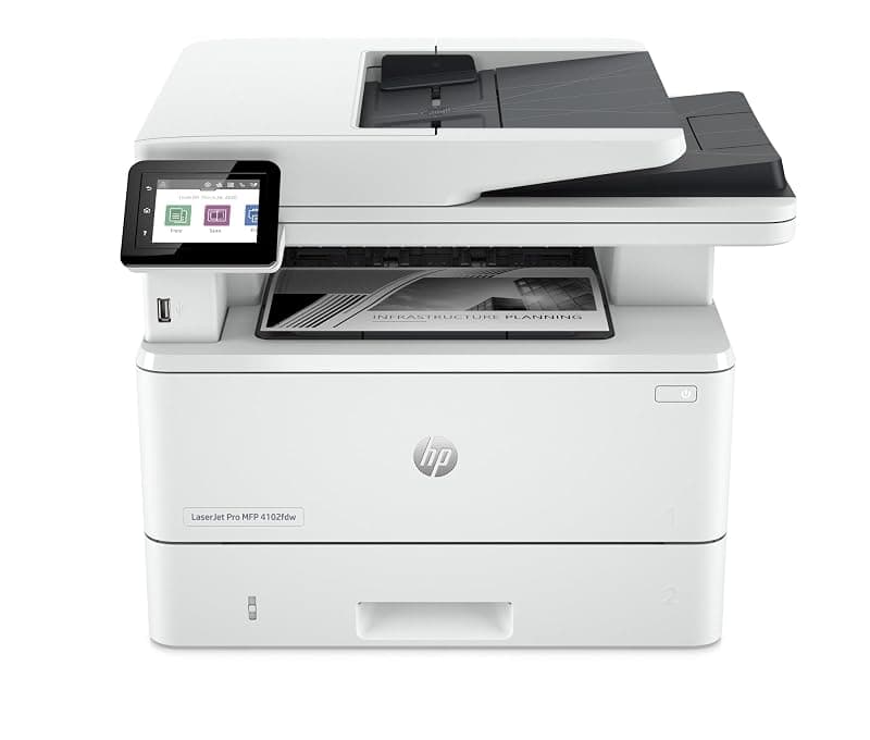 HP Laserjet Pro MFP 4102fdn 2Z623F, Stampante Multifunzione A4, Stampa Fronte e Retro Automatico in b/n, 42 ppm, USB Host, Fax, ADF, Gigabit Ethernet, Smart, Bianca