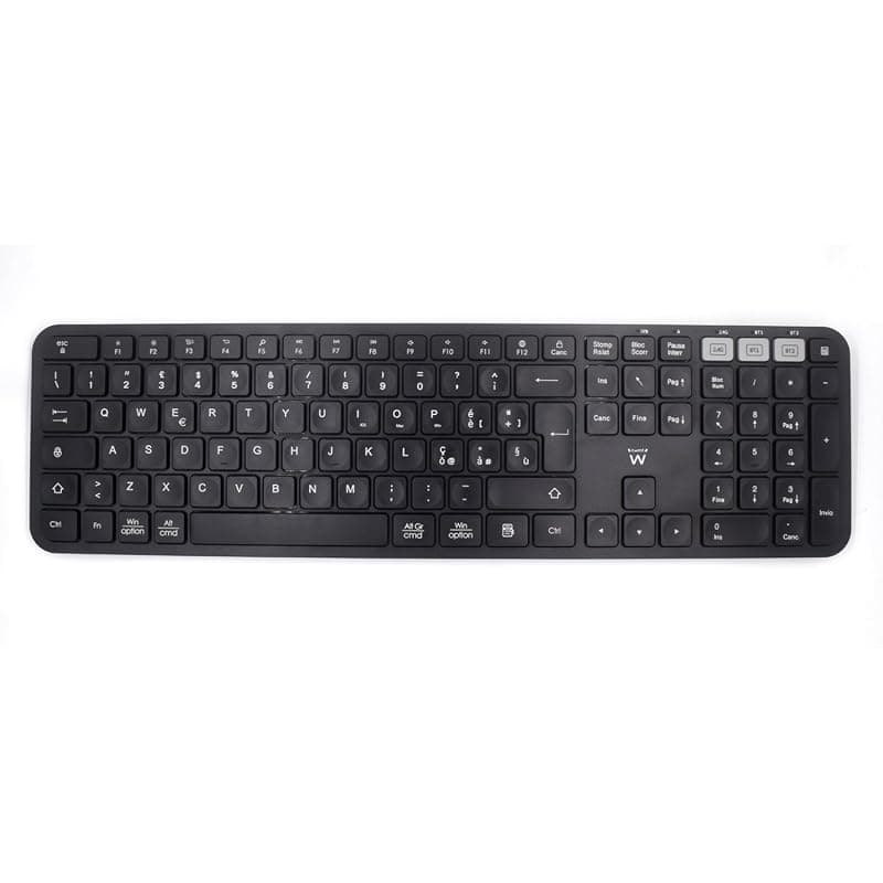 Ewent EW3275 - Tastiera Wireless Multiconnessione, Tastiera senza fili per Windows, Mac OSx, iOS e Android, Durata della Batteria Molto Lunga, con Layout ITALIANO QWERTY