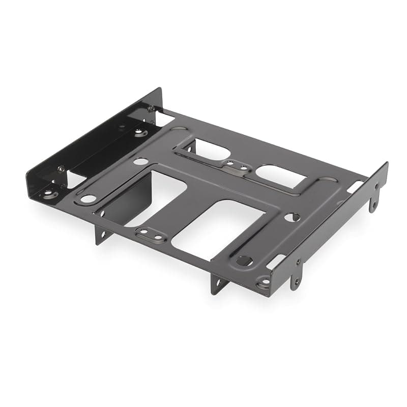 Ewent EW7002 Staffa Adattatore per 4 SSD/HDD 2.5" o 1 HDD 3.5" + 2 SSD 2.5" su Alloggiamento Slot PC 5.25", Viti Incluse, Nero