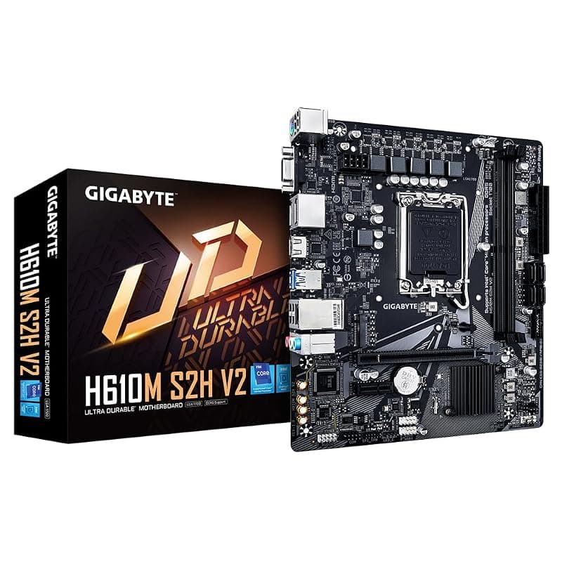 GIGABYTE H610M S2H V2 Scheda Madre - Supporta CPU Intel Core di 14a generazione, 4+1+1 Fasi Ibride VRM Digitale, fino a 5600MHz DDR5, 1xPCIe 3.0 M.2, GbE LAN, USB 3.2 Gen 1