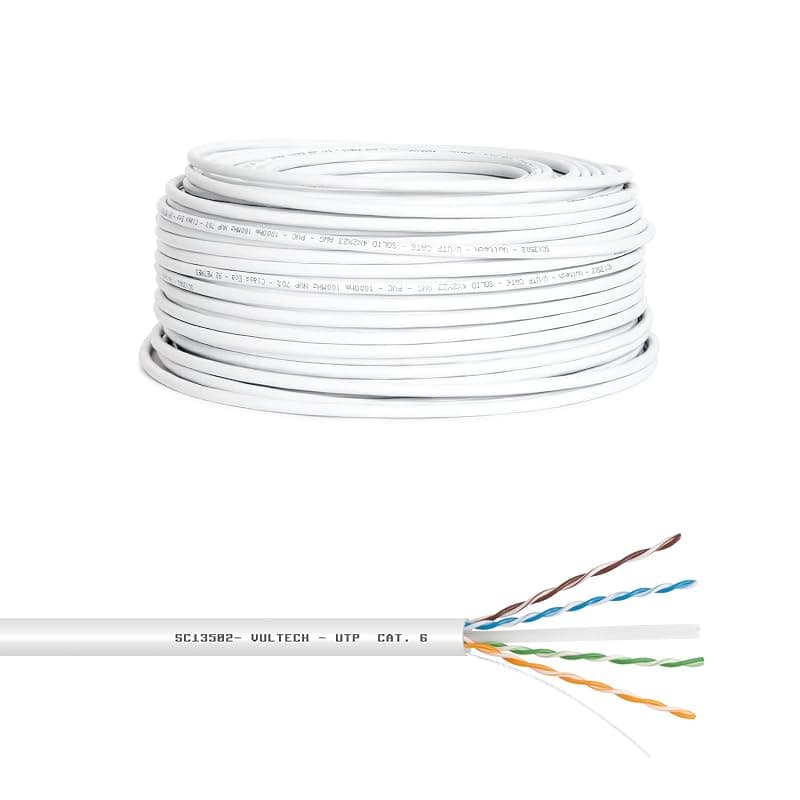 VulTech SC13502-50 Bobina Matassa Lan Categoria 6 UTP 50 Metri 23AWG Ethernet cavo rete impianti alta velocità 1Gbps 50m Cat6, 100 Ohm, 250Mhz, 10/100/1000 Mbps