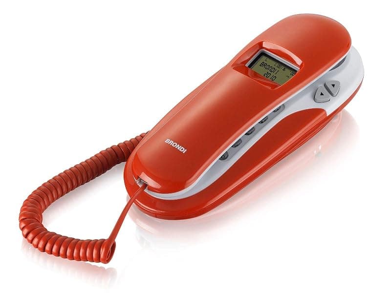 Brondi Telefono Fisso Kenobycid con LCD Rosso/Bianco