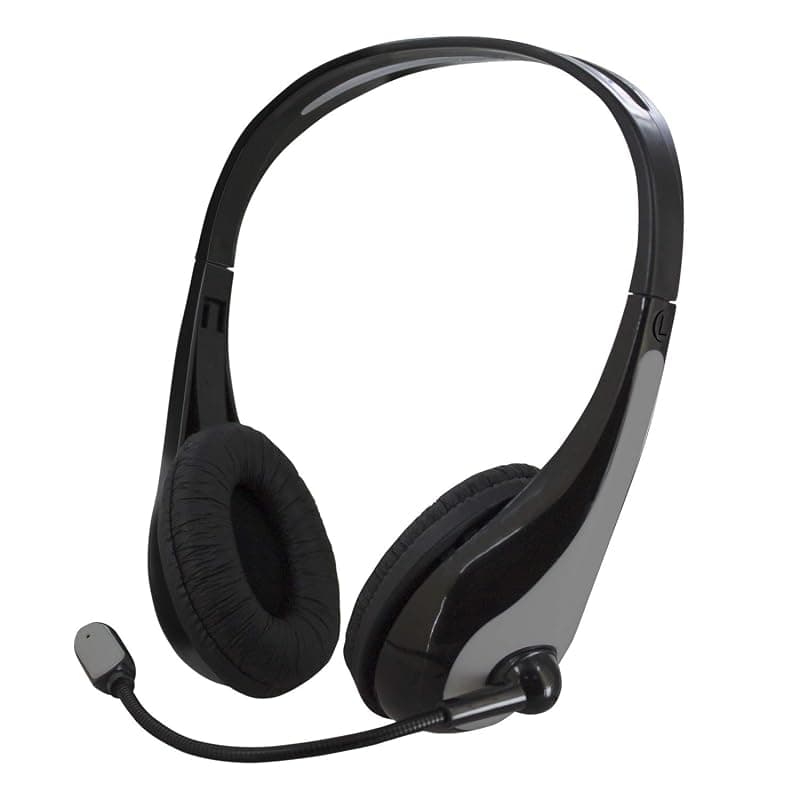 Atlantis P003-VA5100-G Cuffia Stereo con Microfono, Grigio/Nero