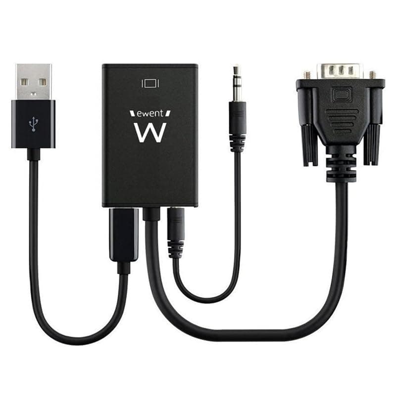 Ewent EW9866 Adattatore Convertitore VGA a HDMI Full HD con Audio,Supporta Audio e Video, connettore USB per l'alimentazione, per collegare il PC/Notebook alla TV, Proiettore HD