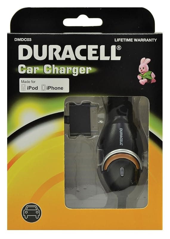 Duracell Caricabatteria da Auto per iPhone 4 4S Ipod DMDC03
