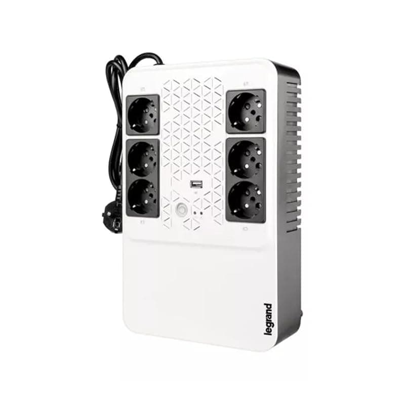 Bticino Legrand UPS monofase Gruppo di Continuità per PC LG-310081, Keor Multiplug, con Caricatore USB, 6 prese multistandard, Stabilizzazione AVR, 600 VA/360 W, Autonomia fino a