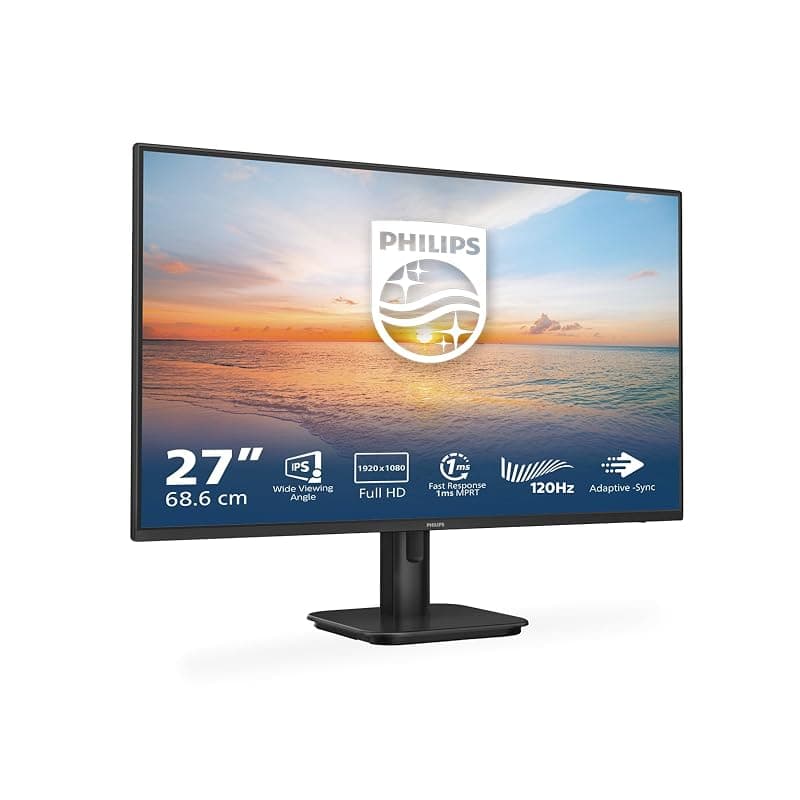 PHILIPS Monitor 27E1N1100A 27 pollici 1920x1080, FHD, 120Hz, IPS Panel, 4ms GtG, Speakers, (HDMI1x 1.4) Nero
