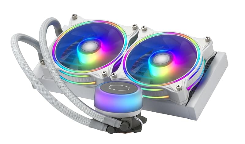 Cooler Master MasterLiquid ML240 Illusion Edizione White CPU Dissipatore ad Acqua AIO, Pompa 3° Gen, 2 Ventole Halo ARGB 120 mm, Radiatore 240 mm, Controller ARGB, Compatibile