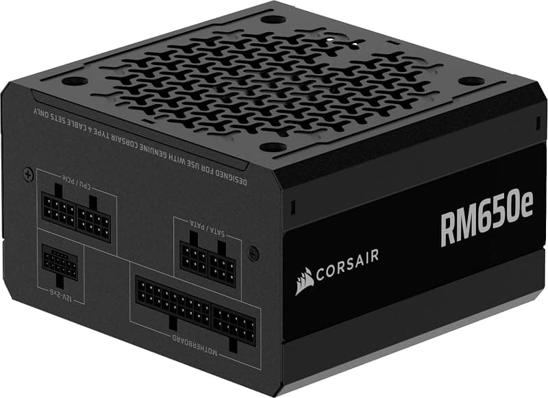 CORSAIR RM650e (2025) Alimentatore ATX completamente modulare a basso rumore con cavo 12V-2x6 - conforme a ATX 3.1 e PCIe 5.1, efficienza Cybenetics Gold, condensatori a 105°C
