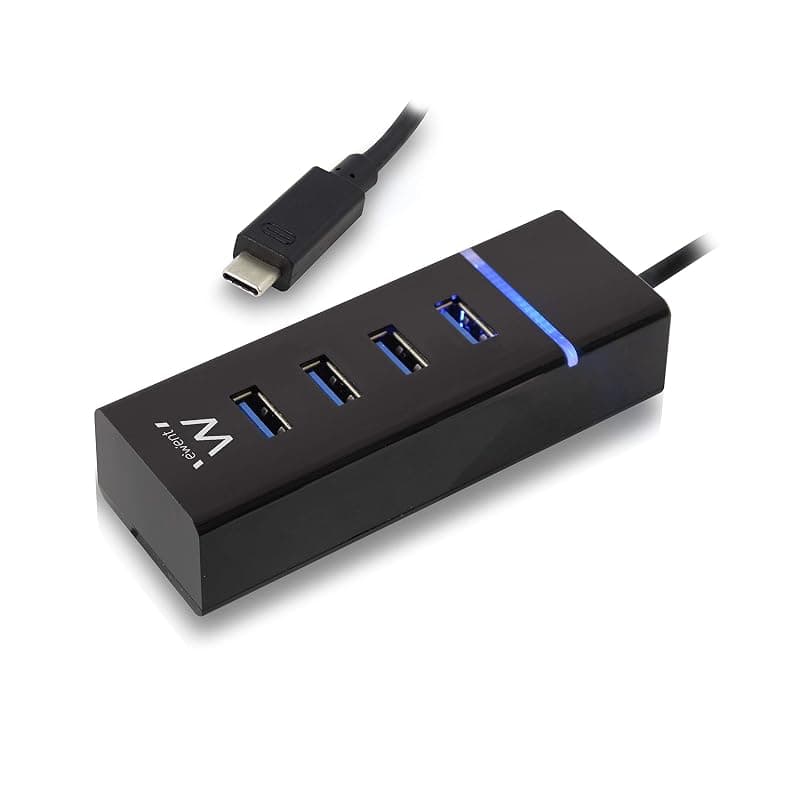 Ewent Hub USB C, 4 Porte USB 3.1, Porta Alimentazione USB C, Adattatore USB C a USB OTG, Hub USB Type C Per MacBook Air/Pro M2 M1, iPad Air/Pro, Surface Pro 8/7, Mac Mini, Galaxy