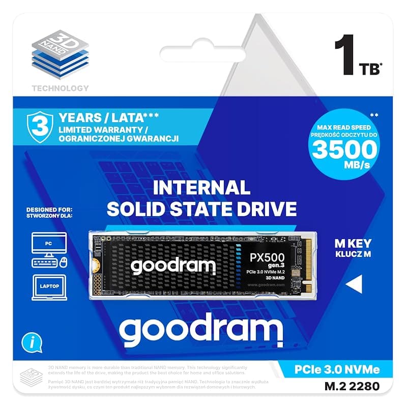 GoodRam SSD GOODRAM PX500 GEN.3 PCIe 3x4 1TB M.2 2280 RETAIL (SSDPR-PX500-01T-80-G3)