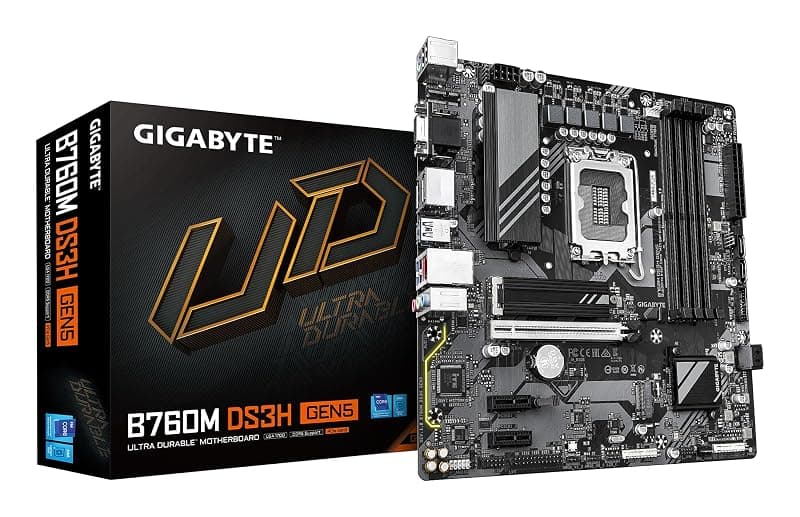 GIGABYTE B760M DS3H GEN5 Scheda Madre – Supporta CPU Intel Core 14ª generazione, VRM digitale a 6+2+1 fasi, fino a 5600 MHz DDR4, 2 x M.2 PCIe 4.0, LAN 2.5GbE, USB 3.2 Gen2