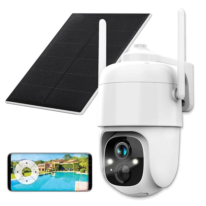 ATLANTIS telecamera motorizzata Volta Pro PT A16-VL66P, 360° PTZ, Wi-Fi senza fili interno esterno a batteria ricaricabile,pannello solare,videocamera sorveglianza,visione