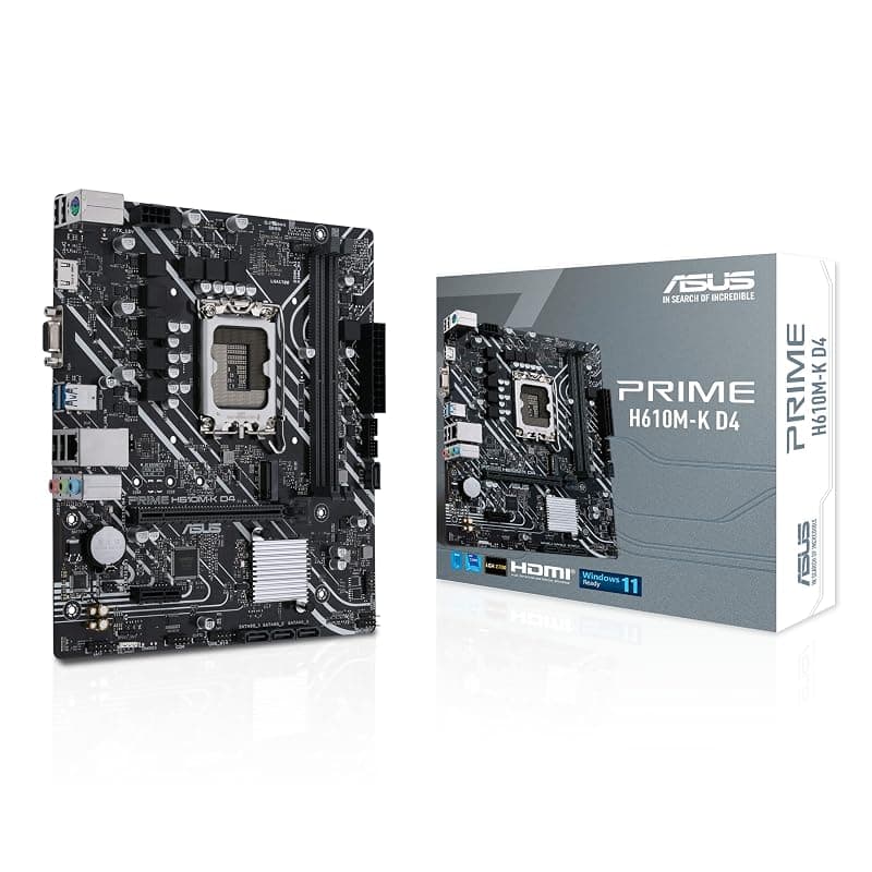 ASUS PRIME H610M-K D4, Scheda Madre Intel mATX, Slot DDR4, Nera